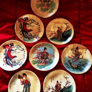 Vintage 1960's Signed Bamboo Plates 6.25"